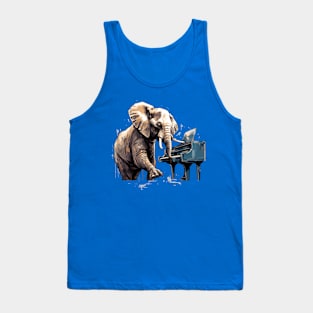 Elephant playing piano Tank Top